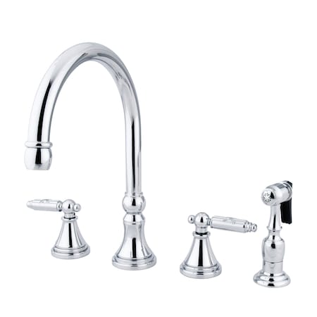 Gourmetier Widespread Kitchen Faucet W/ Brass Sprayer, Chrome GS2791GLBS